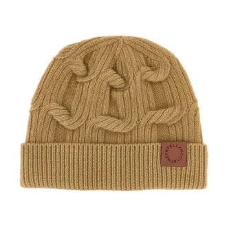 Stella McCartney Stella McCartney, Beanies, female, Brown, Size: ONE SIZE Falabella Cable-Knit Beanie