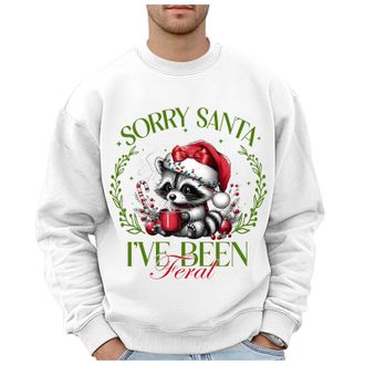 Generic Ugly Christmas Mens Jumpers Christmas Tree Printed Jumpers Outdoor Knitted Xmas Print Pullover Tops Classic Casual Men Xmas Costume(White, M)