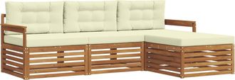 vidaXL Conjunto De Sof&aacute;s De Exterior 4 Uds. Natural Y Crema Vidaxl