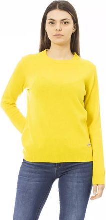 Baldinini Womens Yellow Cashmere Crewneck Sweater - Gold - Size Small