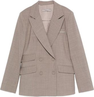 D.exterior Double-Breasted Brown Wool Blend Jacket