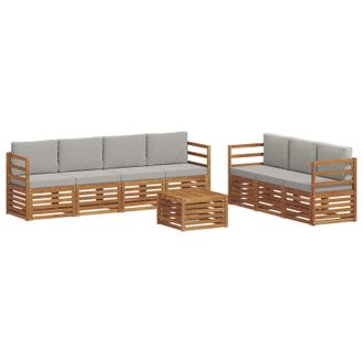 vidaXL Juegos De Sof&aacute;s Con Coj&iacute;n 8 Pcs Gris Natural Y Claro Vidaxl