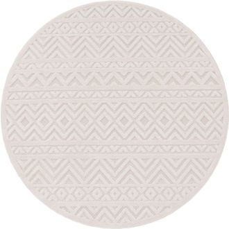 Paco Home Teppich »Livorno 673« rund 14 mm Höhe Uni-Farben, Scandi, Rauten Muster, Hoch-Tief Effekt, Outdoor geeignet