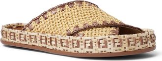 Fendi Raffia Slide Sandal in F1Vom Natu.sellie Nat.sel at Nordstrom, Size 10.5Us