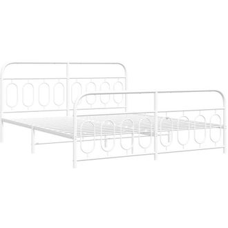 vidaXL Vidaxl - Estructura Cama Sin Colch&oacute;n Con Estribo Metal Blanco 193x203 Cm