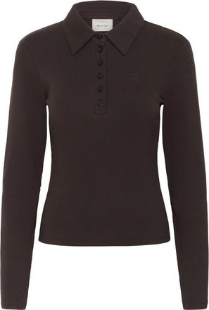 Gestuz LS Polo Top voor Vrouwen - Dames - Polos - Bruin - M - Katoen - Tops
