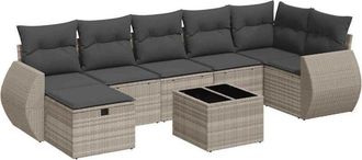 vidaXL Vidaxl - Set De Sof&aacute;s De Jard&iacute;n 8 Pzas Y Cojines Rat&aacute;n Sint&eacute;tico Gris