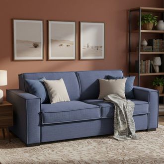 Talamo Italia Talamo Italia Sofa Cama Giuliana, Sof&aacute; De 2 Plazas, 100% Made In Italy, Sof&aacute; De Sal&oacute;n Con Apertura Giratoria, En Tela Acolchada, Con Reposabrazos Est&aacute;