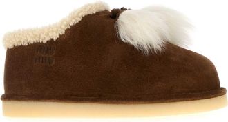 Miu Miu Womens Sabot Slipper Brown Calfskin Ovisariesaries