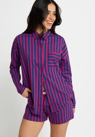 Lascana Shorty LSCN BY LASCANA, Damen, Gr. 32/34, beere, gestreift, Single Jersey, Obermaterial: 50% Baumwolle, 50% Viskose, gestreift, mehrfarbig, loose fit 