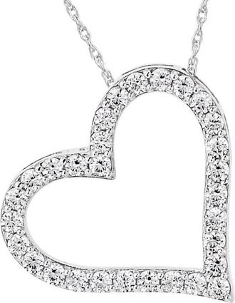 Pompeii3 1/2 ct Real Diamond Heart Shape Pendant 14k White Gold Necklace