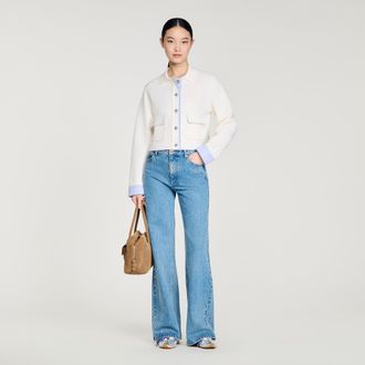 Sandro Polo cardigan with poplin details