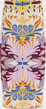 Marie Oliver Janis Straight Jacquard-Knit Midi Skirt