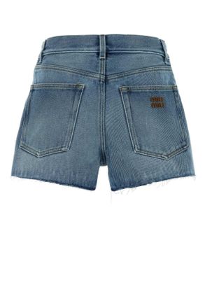 Miu Miu Womens Denim Shorts Azzurro Exterior: Cotton