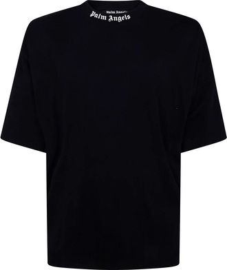 Palm Angels Classic Logo Over Tee - Heren - T-shirts - Zwart - L - Katoen - Tops