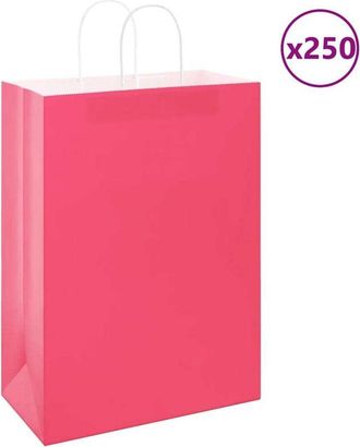 vidaXL Bolsas De Papel Con Asas 250 Uds Rosa 32x17x44 Cm Vidaxl