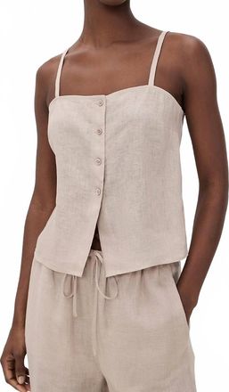 Frame Denim Linen Button Cami Top In Flax