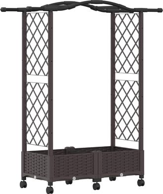 vidaXL Cama Elevada Con Trellis Y Techo Marr&oacute;n 124 X 40 X 129 Cm Pp Vidaxl