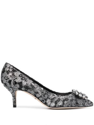 Dolce & Gabbana Bellucci rainbow lace brooch-detail pumps - women - Polyamide/Polyester/Lambskin/Polyamide/Goat Skin/Lambskin/Calf Leather - 37.5