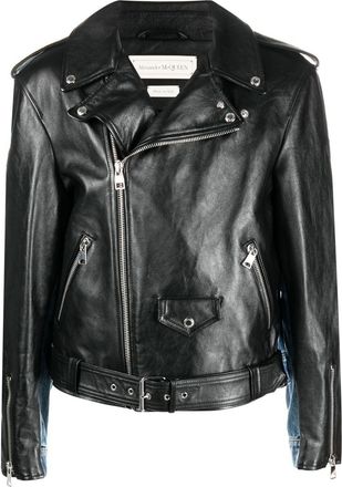 Alexander McQueen panelled biker jacket - men - Polyester/Polyamide/Viscose/Cotton/Cotton - 52 - Black