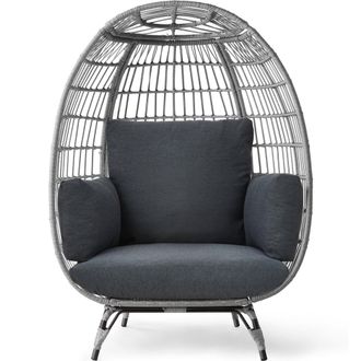 Best Choice Products Wicker Egg Chair Oversized Indoor Outdoor Patio Lounger w/ Steel Frame, 440lb Capacity