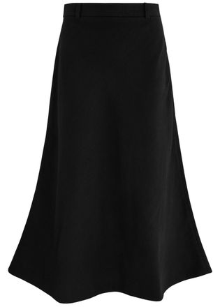 Skall Studio Emina Linen-blend Midi Skirt - Black - 38 (UK10 / S)