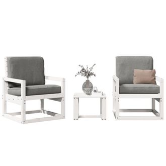 Berkfield Home 3 Piece Garden Lounge Set White Solid Wood Pine