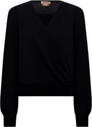 Twinset V-hals Gebreid - Dames - V-hals truien - Zwart - S - Polyester - Truien & Vesten