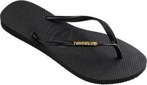 Havaianas Slim Logo Flip Flop in Black/golden at Nordstrom Rack, Size 11/12