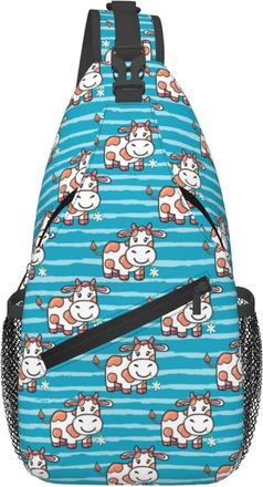 Generic Cartoon Smile Cows Water Waves Shoulder Bag Lightweight Cross Body Bag Adjustable Fanny Pack For Runner Women Men