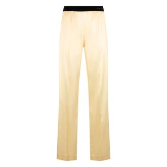 Tom Ford Straight Trousers, female, Yellow, Size: M Stretch Satin Trousers