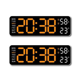 OEM Reloj De Pared Digital 2x Con Indicador De Temperatura Y Humedad, D&iacute;a De La Semana, Despertador De Mesa Electr&oacute;nico Led, Formato 12/24 Horas, Color Na