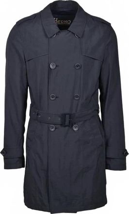 Herno Mens Classic Collar Pea Coat In Navy