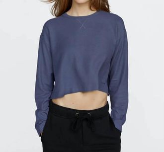 ATM Anthony Thomas Melillo Pique Cropped Boxy Tee In Dusk Blue