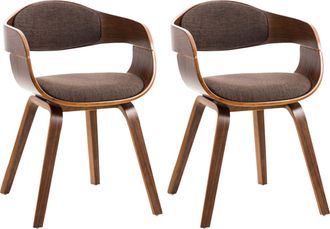 Clp Clp - Set De 2 Sillas De Comedor Kingston De Tela Y Madera Nogal/marr&oacute;n