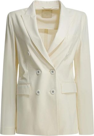 Circolo 1901 Dubbelrijen Cr&ecirc;pe Blazer - Dames - Blazers - Wit - M - Katoen - Jassen
