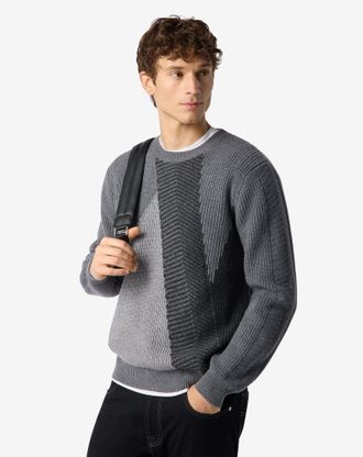 Corneliani Grey wool and cashmere crew neck jumper
