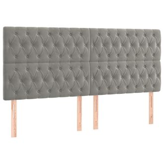 vidaXL Cabecero Con Luces Led Terciopelo Gris Claro 180x7x118/128 Cm Vidaxl