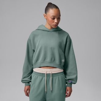 Nike Jordan Womens Jordan Flight Fleece Mid Layer Cropped Hoodie in Grey | IV5330-364