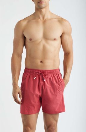 BOSS Iconic Side Stripe Swim Trunks in Dark Red at Nordstrom, Size Xx-Large