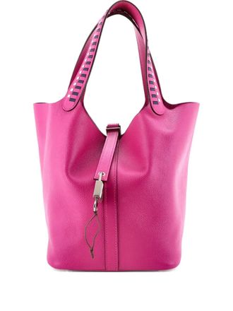 Hermès Picotin Lock Bag Tressage Epsom MM tote bag - women - Calf Leather/Leather - One Size - Pink