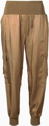 Cinq à Sept Giles elasticated-waistband cargo trousers - women - Cupro - L - Brown