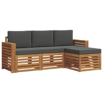 vidaXL Conjunto De Sof&aacute;s De Exterior 4 Pcs Natural Y Antracita Vidaxl