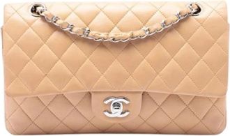 Chanel Pre-owned Vintage Double Flap Schoudertas - Dames - Vintage Schoudertas - Beige - ONE Size - Leer - Vintage
