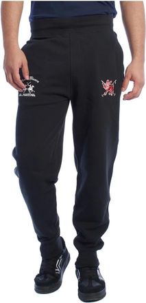 La Martina Sportieve joggingbroek met uniek borduurwerk - Heren - Sweatpants - Zwart - 3XL - Katoen - Broeken