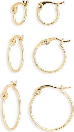 Nordstrom Rack Set of 3 Demi Fine Hoop Earrings in Gold at Nordstrom Rack