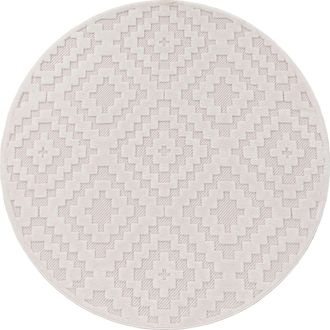 Paco Home Teppich »Livorno 672« rund 14 mm Höhe Uni-Farben, Scandi, Rauten Muster, Hoch-Tief Effekt, Outdoor geeignet