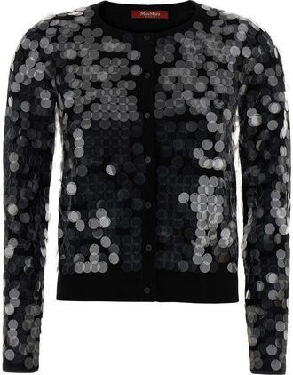 Max Mara Black Virgin Wool Womens Cardigan