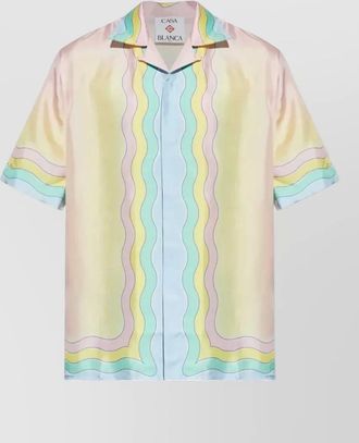 Casablanca silk printed cuban collar short-sleeve shirt