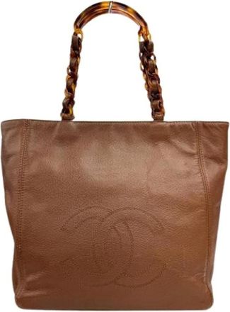 Chanel Pre-owned Tote Bags, female, Brown, Size: ONE SIZE Pre-owned Leather Tote Bag